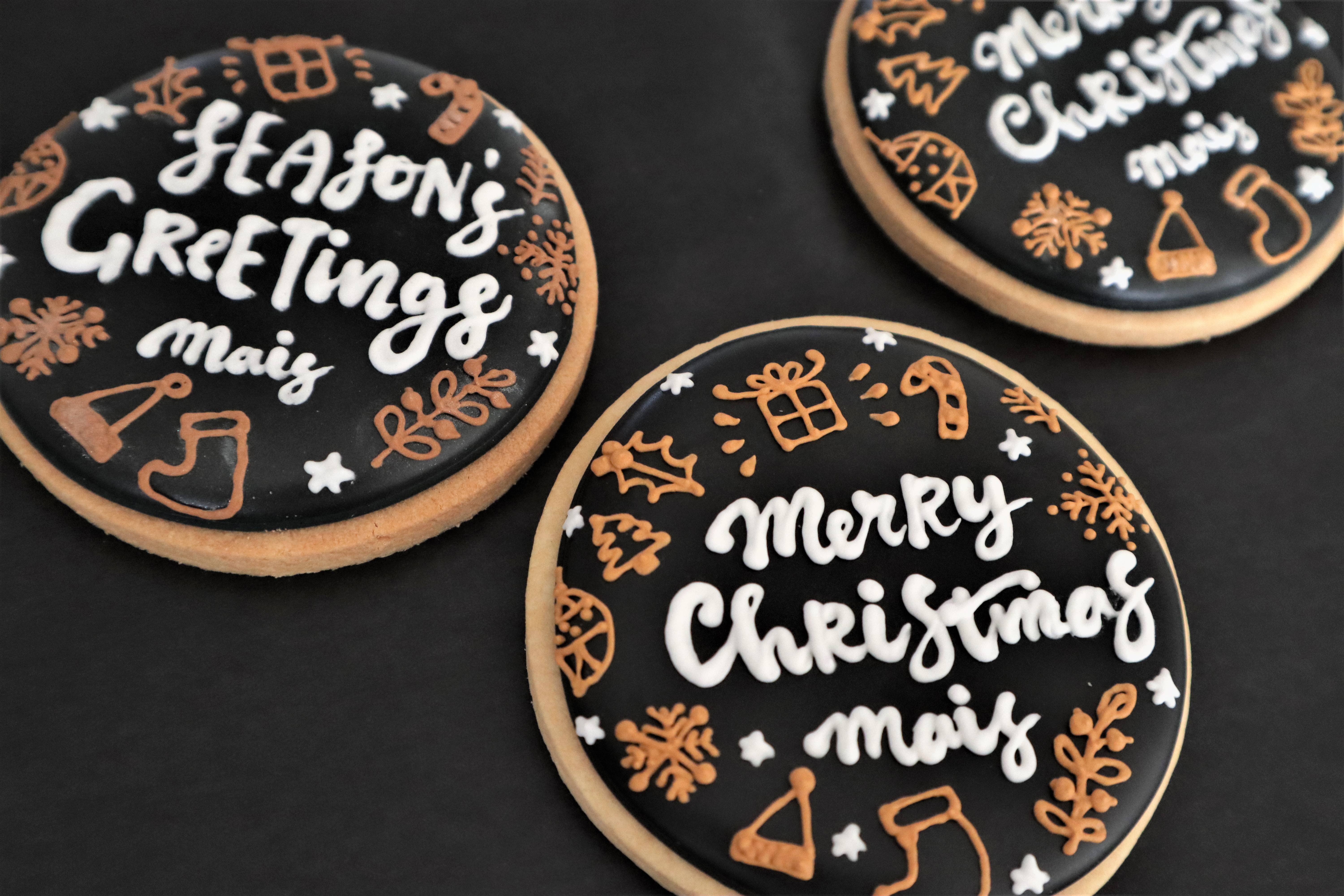 クリスマスアイシングクッキーの作り方 大人可愛いカリグラフィー Mais